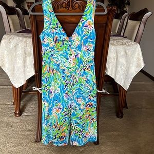 Lily Pulitzer Sundress in Turquoise and Lime Green with Orange Accents